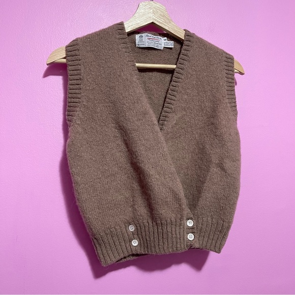 Robert Scott for Talbots Wool Sweater Vest Women’s 38 Small Tan Vintage VTG - Picture 3 of 6